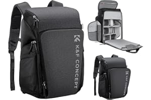 K&F CONCEPT Mochila Cámara Profesional, Bolsa Fotógrafos Cámara Impermeable de Gran Capacidad para Camera Reflex Digital DSLR, Adecuado para viajes al aire libre senderismo fotografía Gris