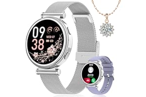 SWGOTA Smartwatch Damen, IP68 Wasserdicht Frauenuhren mit Telefonfunktion, Kalorien SpO2 Fitnessuhr Pulsuhr, 1.27" HD Voll Touchscreen Armbanduhr Menstruationszyklus, iOS Android (Silber)