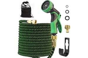 HUMBGO Manguera de Jardín Extensible Pistola de Riego - Hose Con 3/4",1/2" Accesorios Conector Mangueras Jardin Función de 10 Modos Mangeras, Flexiblespara el Riego de Plantas Hortícolas (15m/50ft)