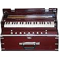 Makan Harmonium, Bass & Male Reed Folding, 3 1/2 Octaves, 9 Stops, Rosewood Color, Coupler, Double Reed, Professional Indian Musical Instrument, Hand Pumped