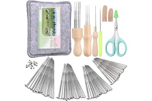 SUVSOON 118PCS Wool Felting Tool Kit, Needles Felting Tools with 80 PCS Needles Felting 3 Models of Wooden Handles Large Felt Pad, 4-Sizes Felting Needle Suitable for Various Felting Projects