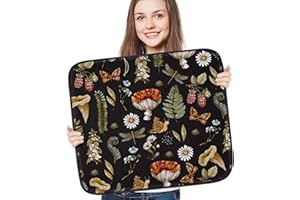 OffiEase Absorbent Dish Drying Mat for Kitchen Counter 18"*24"/46*61cm, Microfibre Dish Drainer Mat for Dishes (Cottagecore Mushroom)