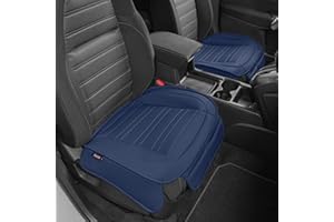 Motor Trend Blue Faux Leather Car Seat Covers for Front Seats, 2-Pack – Universal Padded Car Seat Cushions with Storage Pockets, Premium Interior Accessories for Auto Truck Van SUV