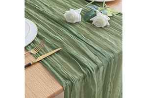 Asee'm Table Runner Cheese Cloth 300 x 90 cm Sage Green Boho Transparent Runner Table Wedding Gauze Fabric Rustic Cheese Cloth for Bridal Shower Party