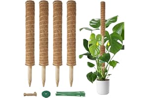 YAWAHOME Moss Pole for Monstera, 4 Pcs 17 Inch Stackable Plant Support, Coco Coir Moss Poles Extendable to 53 Inches, Indoor Climbing Pole for Money Plant & House Plants
