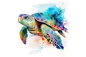 KEYIFA Diamond Painting Kit Complet, 5D Tortue colorée Full Drill Diamond Painting pour Adultes, DIY CréAtifs Peintures Arts Tortue Diamond Painting avec Accessoires, Murale DéCoration 30x30CM