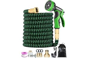 COYONCE Flexibler Gartenschlauch 15m/50FT, Erweiterbarer Gartenschlauch mit 10-Funktions-Düse, 3/4" und 1/2" Zoll Messinganschlüssen, Leichter und Knickfreier, für Gartenarbeit, Waschen und Gießen