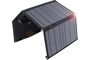 Rosaking 40W Faltbar Solarpanel,Tragbar Solar Ladegerät mit USB C+A +DC,Monokristallin Solarpanel für Smartphone,Tablets,Outdoor,Camping