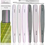 Nail Files, 6 Pcs Professional Nail File and Buffer Double Sided Emery Boards for Nails with Cuticle Pusher, Dead Skin Fork（1