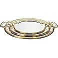 Zolten Silverplated 3Pc Large, Medium And Small Sizes Oval Tray Set Gold/Silver Colour 52.7X40.5/44.7X34.5/35.2X2 Cm