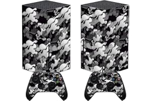 PlayVital Adesivo Skin per Xbox Series X Console&Controller Sticker Decal Cover Vinile per Xbox Series X-Nero Bianco Mimetico