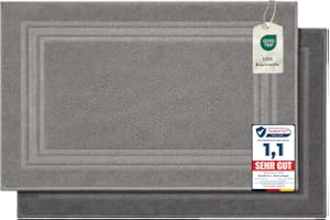 Komfortec Set med 2 badmattor i frotté, tvättbar, 600 g/m² och 100% bomull, absorberande och snabbtorkande, 50 x 70 cm, antra