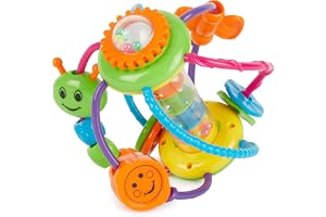Bieco 41009065 motorboll greppar bollen och bitringen i ett, rolig och färgglad aktivitetsboll, lekboll för spädbarn och små barn från 6 m +, flerfärgad