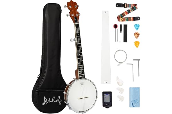 Banjo à 5 cordes Mini - Mulucky 66 cm pour Débutants avec Sac de Transport, Médiadors, Cordes, Sangle - B806