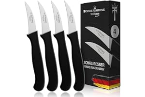 Schwertkrone Solingen - Juego de cuchillos de cocina curvados para verduras, cuchillo de pelar, cuchillo multiusos, acero inoxidable,