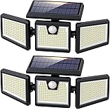 Luce Solare Led Esterno 3500LM,[Super luminoso 341LED/2 Pezzi] Lampade Solare da Esterni 3 Teste,Illuminazione a 270° Faretti