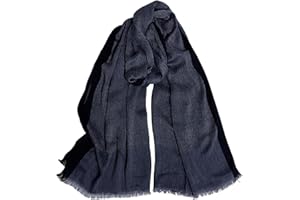 DAMILY Hommes Mode Foulard Echarpe de Plissée Rayée Confortable Coton Lin Hiver Étoles Châle