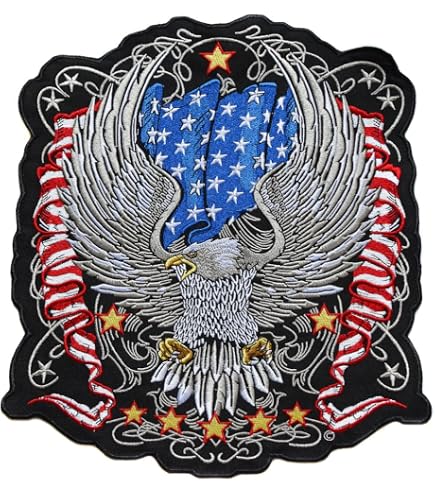 Écusson Thermocollant Route 66 Biker Tête De Mort Ailée - Grand Format 29x26cm Patch Moto