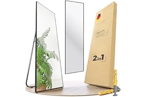 ‎JOULISE JOULISE Standspiegel & Wandspiegel mit Rahmen - dekorative Wandspiegel groß - Wandspiegel Ganzkörperspiegel - Full Body Mirror - Spiegel zum hinstellen - Spiegel Standspiegel (Schwarz, 55 x 160cm)
