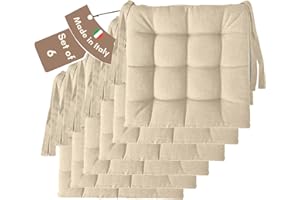 Il Tuo Artigiano Design Set 4 o 6 Cuscini per Sedie da Cucina Made in Italy - Cuscini Sedie Cucina set da 6 40x40 cm spessore 6 cm - Imbottiture in Spugna e morbido acrilico (6, Avorio)