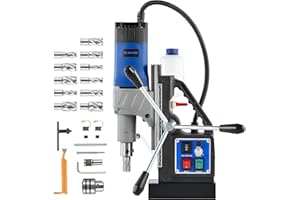 ZELCAN 1550W Trapano a Colonna Magnetico con 11 Punte 13000N Trapano Magnetico a Foratura di 50mm Corsa di 23cm 580 rpm Controllo Reversibile Velocità Continuo per Superfici Metalliche