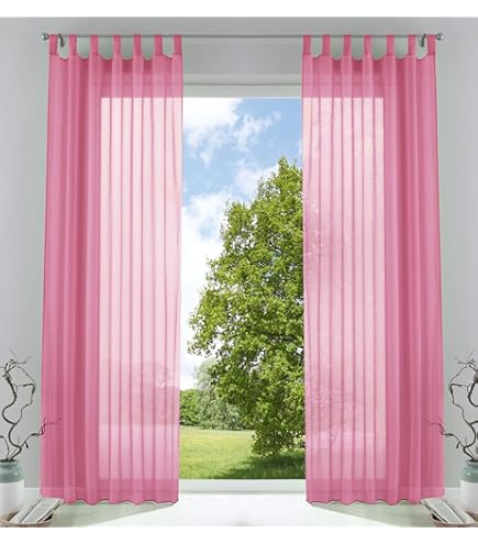 Gordijnbox, set van 2 ooggordijnen, transparant, uni, gordijn, stores, gordijnen, loden bandafsluiting woonkamer, 20332-cn2, 100% polyester, bordeaux, HxB 225x140 cm