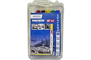 MARKAL 31200120 SL.100 - Rotuladores, kit de 6 colores, punta ojiva de 2-4 mm, blanco/amarillo/rojo/azul/verde/negro (paquete de 6)