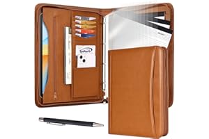 Leathario Portfolio A4 Porte-documents, avec à 4 Anneaux, Organiseur de Conférence, Carnet d'écriture - Dossier de présentation professionnel