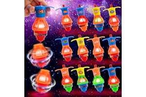Jadyon 12 Pcs Toupies LED Clignotantes UFO Fidget Toys pour Enfants, Toupies LED, Jouets Anti-Stress, lumières Clignotantes Gyroscope Brillent dans pour des Cadeaux d'anniversaire (A)