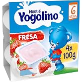 Yogolino Nestl&eacute; Strawberry from 8 Months, 4 x 100 g | Strawberry dairy dessert for children from 6 months, no need cold, natu
