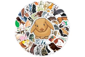BRIC DODO Conejo Pegatinas, 50 Piezas Impermeable Vinilo para Monopatín, Ordenador Portátil, Equipaje, Moto, Bicicleta, Guitarra, Botellas de Agua, Casco - para Adultos, Niños y Niñas