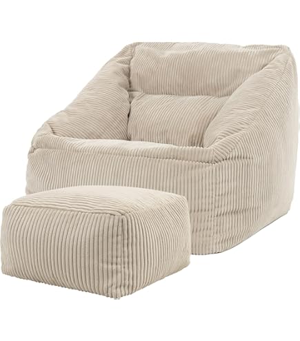 Comfortabele schuifstoel met voetenbank - Crèmewit