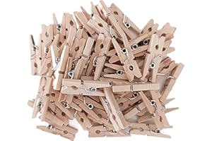 Interdruk - Mini-Holzklammern - Wäscheklammern Holz Klein - Deko-Klammern - Kleine Holzklammern für Fotos und Collagen - 50 Stück - Naturholz