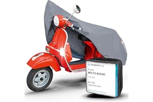 WALSER telo coprimoto S in robusto PVC, Premio Molto Buono* telo impermeabile, telo compatibile con vespa/scooter/motorino, moto, copertura moto per esterno, telo coprimoto grigio 185x90x110cm