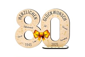 defiPad 2025 Holz-Schild Gästebuch 80 Geburtstag Geschenk fur Frau oder Mann | 80 Jahre Holz Geschenke und Gästebuch fur Geburtstag Jubiläum | Geburtstagsdeko | Geburtstagsgeschenk für Frauen