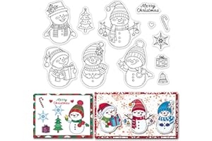 CRASPIRE Christmas Clear Stamp Snowman Snowflake Silicone Stamp Seal Transparent Rubber Stamps for Christmas Card Making Decoration DIY Scrapbooking Embossing Album Decor Craft