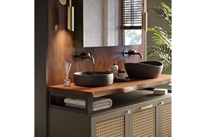 ‎LAMO LAMO Manufaktur Waschtischplatte, Holzplatte Waschtisch Baumkante, 40x60 cm (AxB), Dunkel, ohne Montageset, LWP-01-A-004-EA