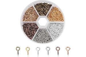 TRAUMARKEU 900 Stück Schraubösen Ösenschraube Kleine Augennadeln Ringschraube Set Mini Schaf Ösenschrauben Metal Augenschrauben Ösenstifte Handarbeit für DIY Art Crafts Schmuck (4 × 8 mm Sechs Farben)