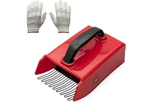 REFES Plastic Berry Picker and Collector Rake with Soft Touch Ergonomic Handle and Coated Metal Teeth - for Berry Harvesting - Complete with Gardening Gloves