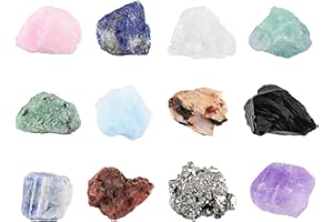 JOVIVI 12x Rohsteine Mischung mit Box Formlose Edelsteine Naturstein Sammlung Feng Shui Chakra Heilsteine Tischdeko Dekoration