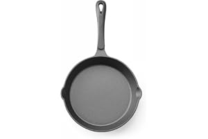 HENDI Gjutjärnspanna, med 2 pipar, gas-, induktions-, el- och keramikhällar, non-stick, handtag: 150 mm, stekpanna, grillpann