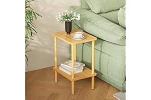 APICIZON 2-Poziomowy Stolik Pomocniczy, Wąski Stolik Boczny do Salonu, 40 x 30 x 52 cm, Mały stolik nocny z Miejscem do Przechowywania, Naturalny