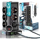 Power Strips Sockets 18 Ports with Switch | Extension Cable | Power Strip Plugs with USB | USB 3 + 3 Ports USB Type C | Multi