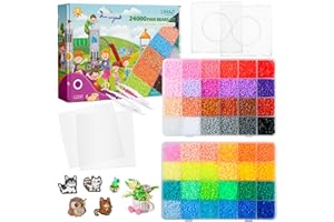 LIHAO 24000 PCS Fuse Beads 2.6mm Fuse Beads Kits 48 Color Iron Beads Set with 2 Pegboards 2 Tweezers 2 Ironing Papersfor DIY Craft Making