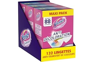 Vanish Lingettes Anti Decoloration - 132 Lingettes Sécables - Lot de 3x44
