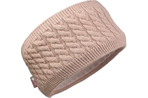 ‎EVER BLOOM Ever Bloom Damen Winter Stirnband, Gestricktes Haarband Zopfmuster, Mädchen Ohrenwärmer gefüttert mit Fleece Innenfutter, Warmes Kopfband für Wandern Joggen Freizeit, Winter Stirnband:Altrosa