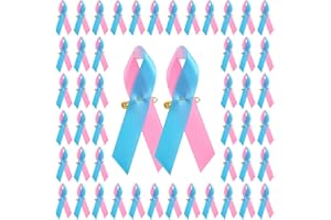 CRAFFANCY 100 PCS Bleu Rose Pins, Ruban Rose Épingles Broche en Satin la Sensibilisation au Cancer du Sein Masculin Conscience Défectueuse, Syndrome de la Mort Subite du Nourrisson,pour Activités