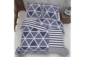 Vency Bettwäsche 135x200 4-Teilig Blau - Oeko-TEX 80% Baumwolle & 20% Polyester, 2X Bettbezug Reißverschluss + 2X Kissenbezug 80x80 Umschlagverschluss, Stripe Modell