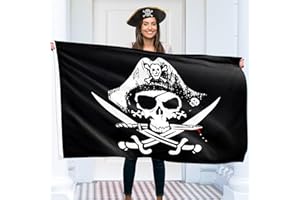 KASKANA Pirate Flag – Jolly Roger Flag - Double-sided Print – 90G polyester - Double Seam - 2 brass eyelets, large 5ft x 3ft