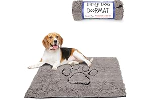DOG GONE SMART PET PRODUCTS Dog Gone Smart Dirty Dog Microfiber Doormat, Super Absorbent Machine Washable with Non-Slip Backing, Medium, Grey